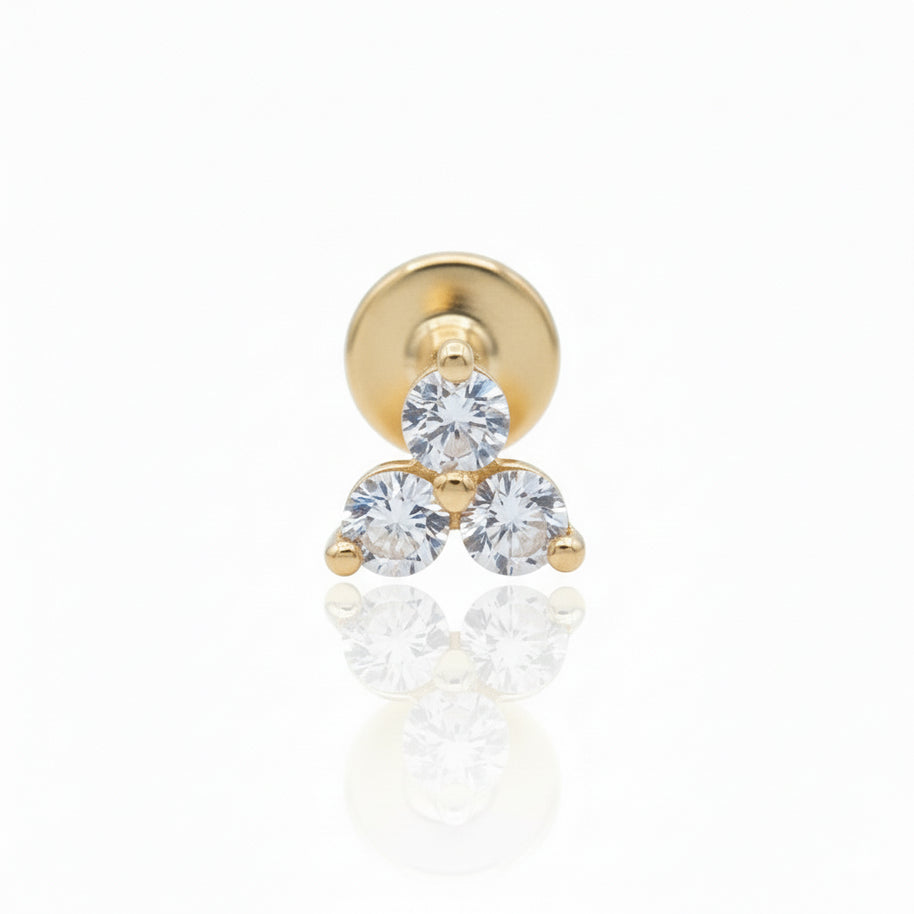 Trinity Crystal Helix Piercing 14KY-TILPA-01