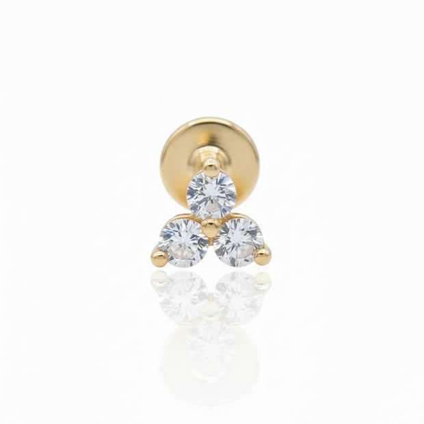 Trinity Crystal Helix Piercing 14KY-TILPA-01