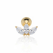 14K Gold Triple Crystal Helix Piercing 14KY-TILPA-02