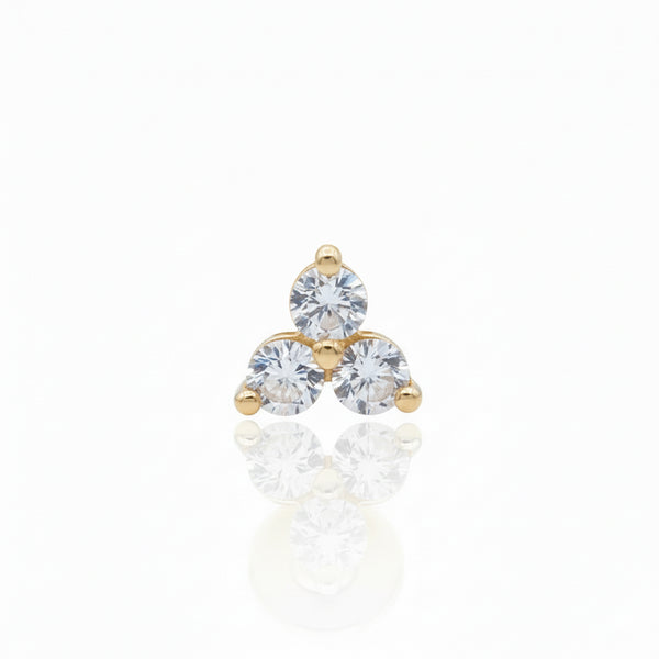 14K Gold Trinity Crystal Push-In Attachment 14KY-TPA-101