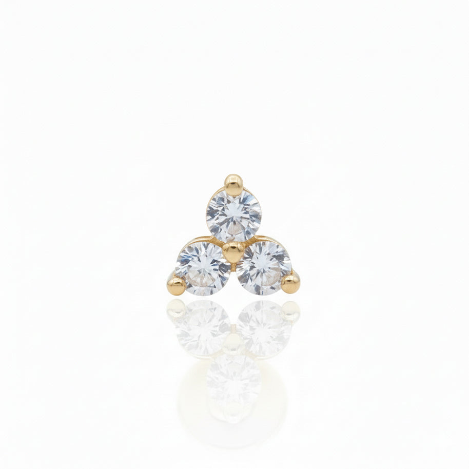 14K Gold Trinity Crystal Push-In Attachment 14KY-TPA-101