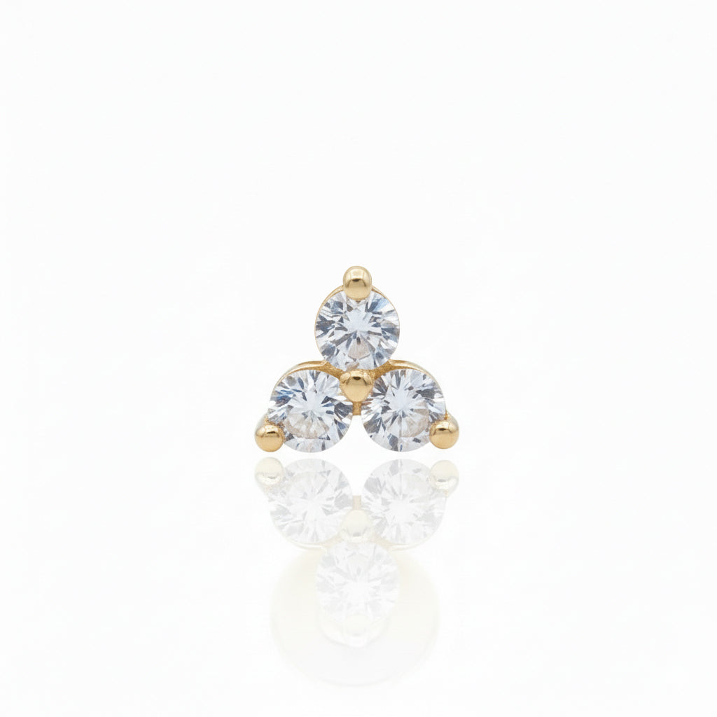 14K Gold Trinity Crystal Push-In Attachment 14KY-TPA-101