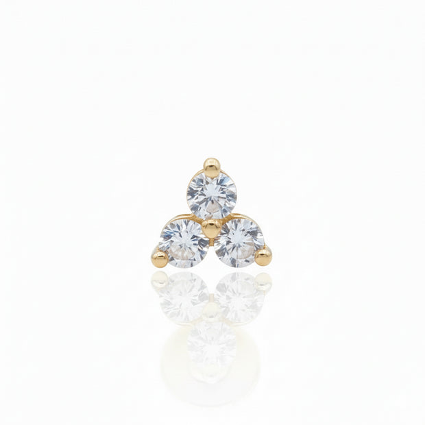 14K Gold Trinity Crystal Push-In Attachment 14KY-TPA-101