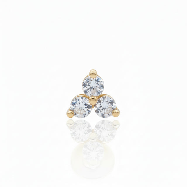 14K Gold Trinity Crystal Push-In Attachment 14KY-TPA-101