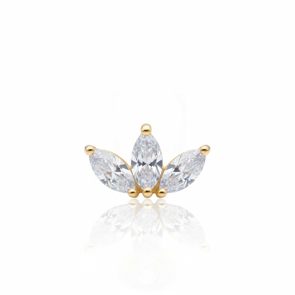 14K Gold Triple Crystal Push-In Attachment 14KY-TPA-102