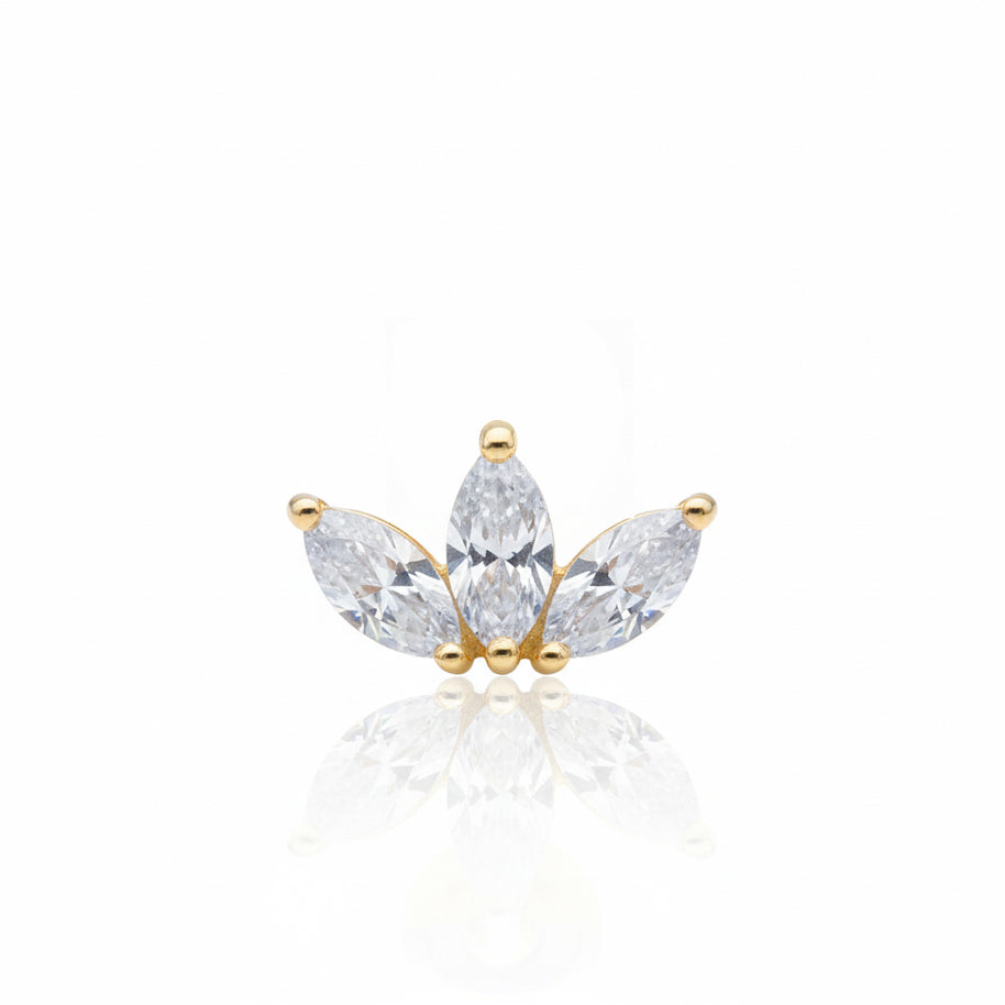 14K Gold Triple Crystal Push-In Attachment 14KY-TPA-102