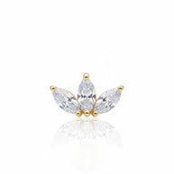 14K Gold Triple Crystal Push-In Attachment 14KY-TPA-102