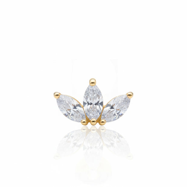 14K Gold Triple Crystal Push-In Attachment 14KY-TPA-102