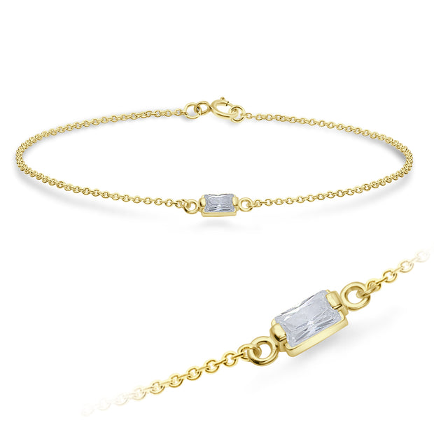 Baguette CZ Bezel Solitaire Bracelet BRS-1100