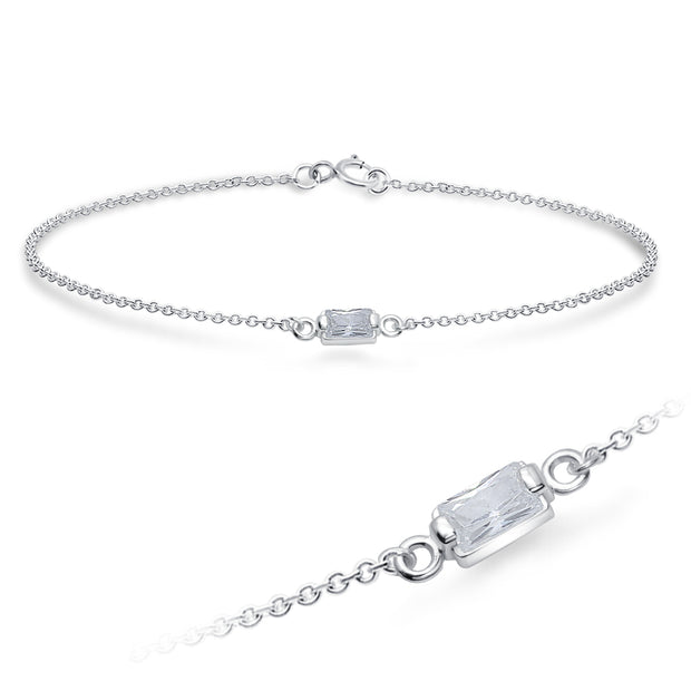 Baguette CZ Bezel Solitaire Bracelet BRS-1100