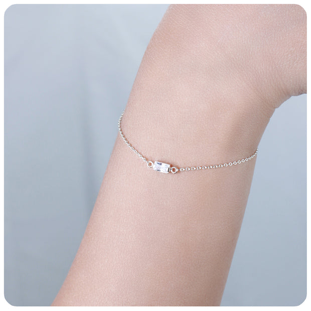 Baguette CZ Bezel Solitaire Bracelet BRS-1100