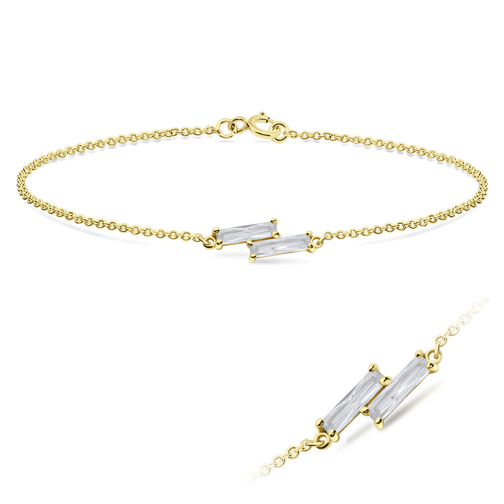 Double Baguette CZ Bracelet BRS-1104