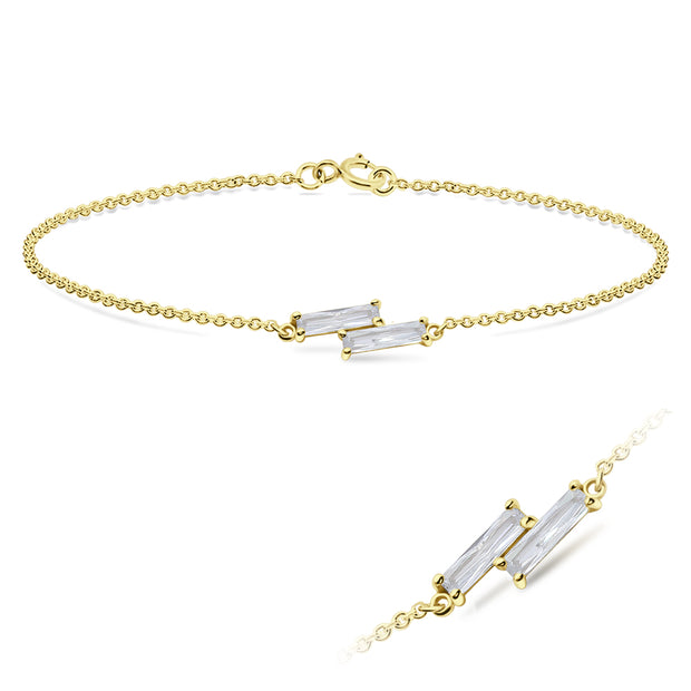 Double Baguette CZ Bracelet BRS-1104