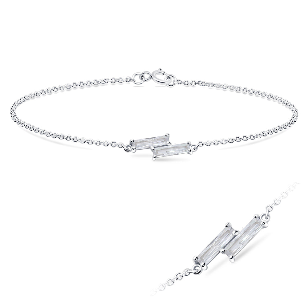 Double Baguette CZ Bracelet BRS-1104