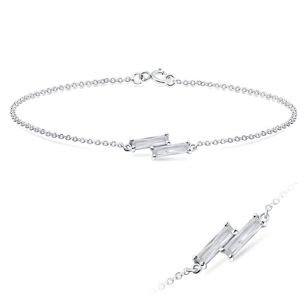 Double Baguette CZ Bracelet BRS-1104