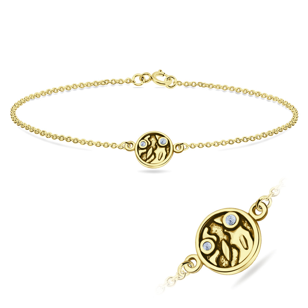 Oxidised Om Disc CZ Bracelet BRS-1106