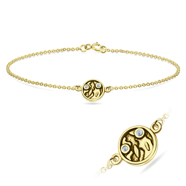 Oxidised Om Disc CZ Bracelet BRS-1106