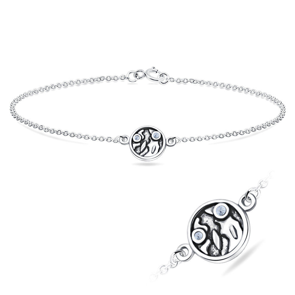 Oxidised Om Disc CZ Bracelet BRS-1106