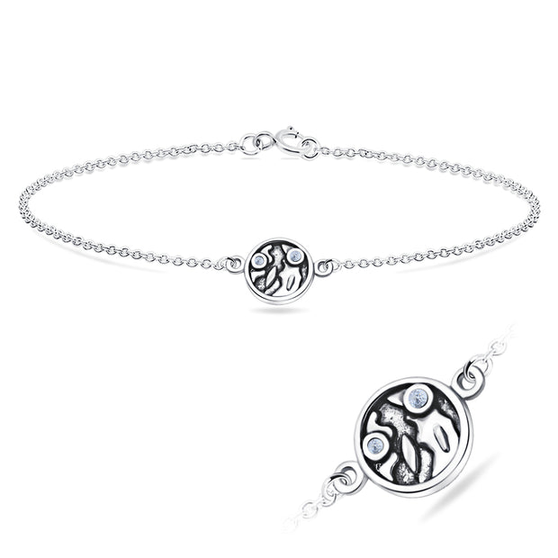 Oxidised Om Disc CZ Bracelet BRS-1106