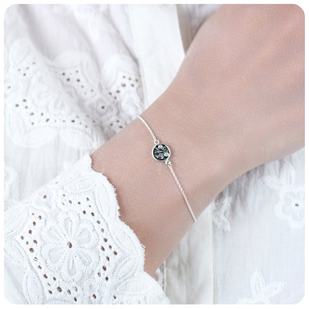 Oxidised Om Disc CZ Bracelet BRS-1106