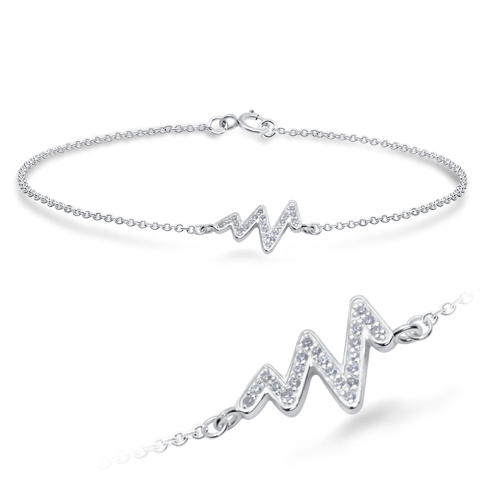 Heart Wave CZ Pavé Bracelet BRS-1111