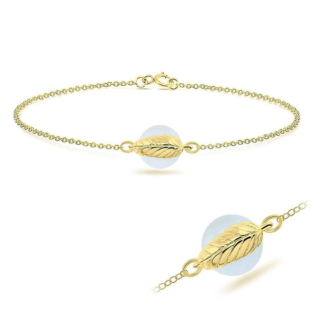 Feather & Pearl Charm Bracelet BRS-217