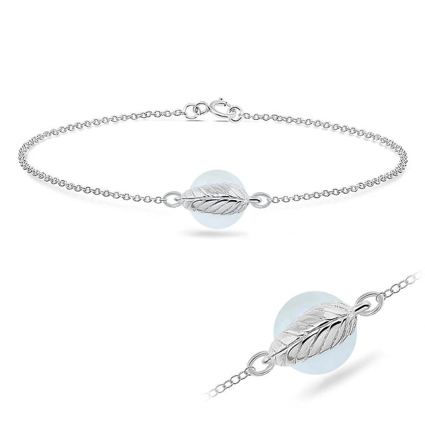 Feather & Pearl Charm Bracelet BRS-217