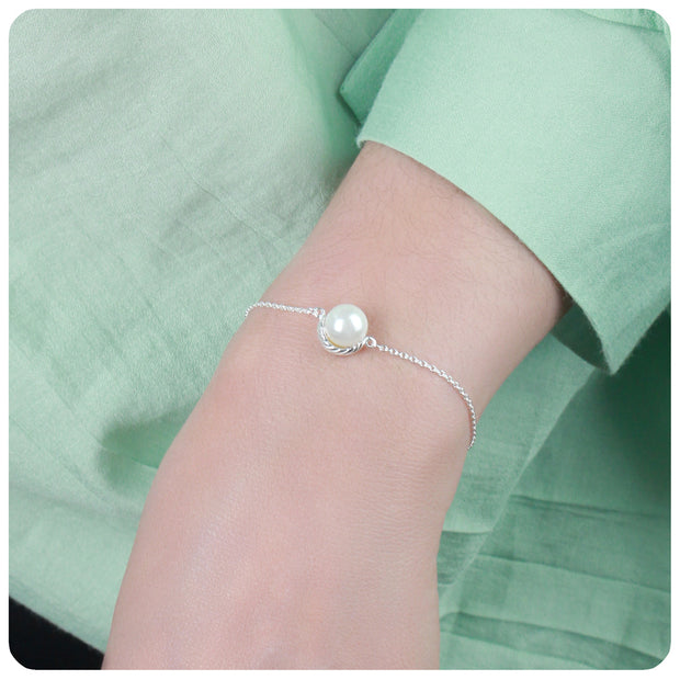 Feather & Pearl Charm Bracelet BRS-217