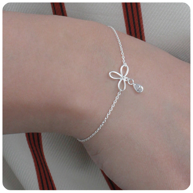 Dragonfly CZ Charm Silver Bracelet BRS-219