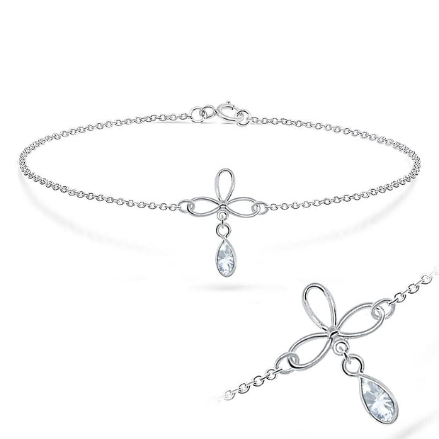 Dragonfly CZ Charm Silver Bracelet BRS-219