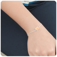 Peach Jade Square Silver Bracelet BRS-286