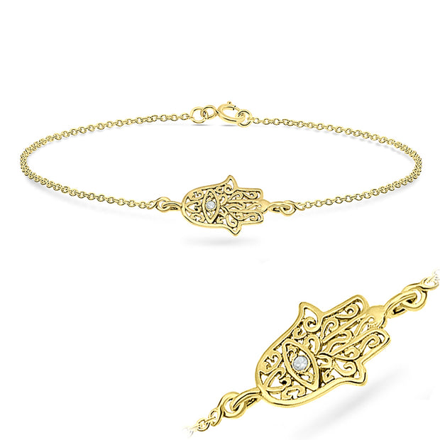 Hamsa Hand Filigree Silver Bracelet BRS-31