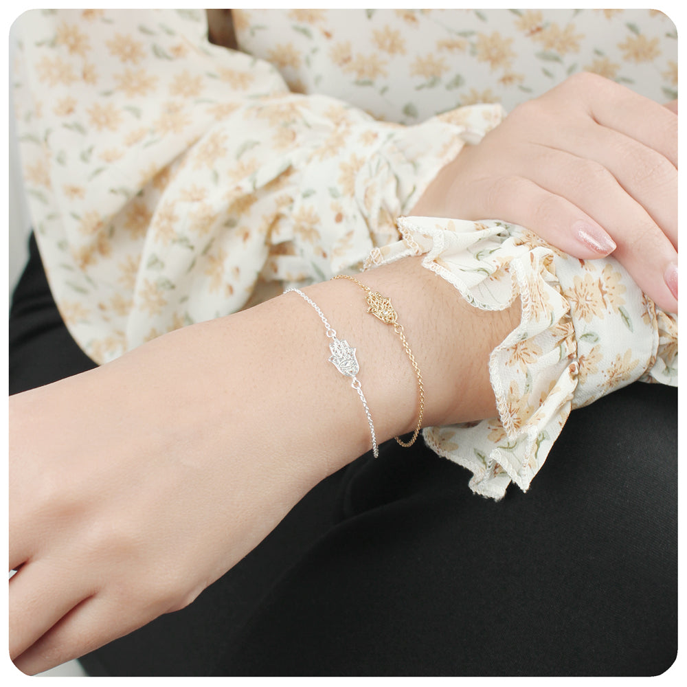 Hamsa Hand Filigree Silver Bracelet BRS-31