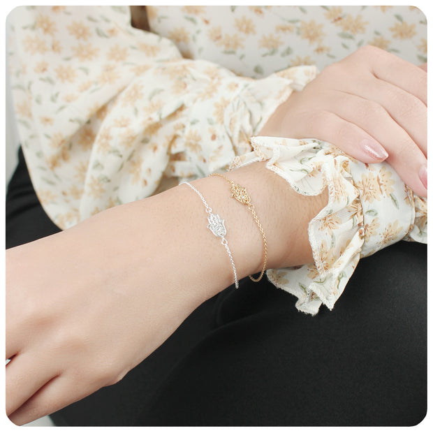 Hamsa Hand Filigree Silver Bracelet BRS-31