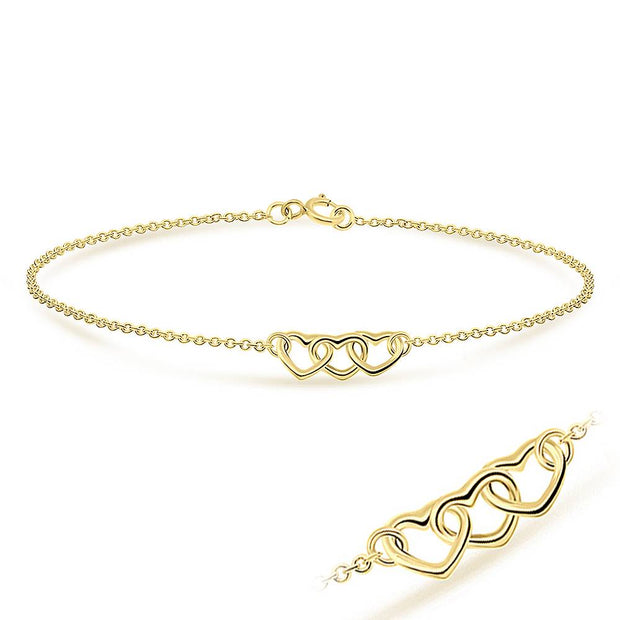 Triple Interlinked Hearts Silver Bracelet BRS-41