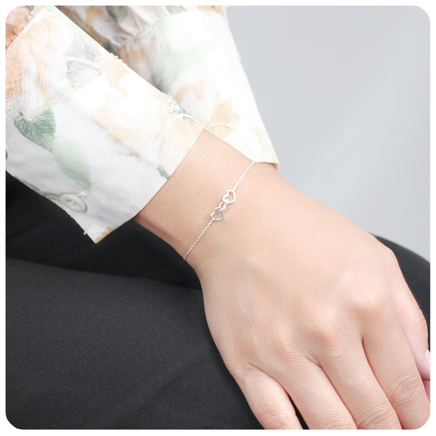 Triple Interlinked Hearts Silver Bracelet BRS-41