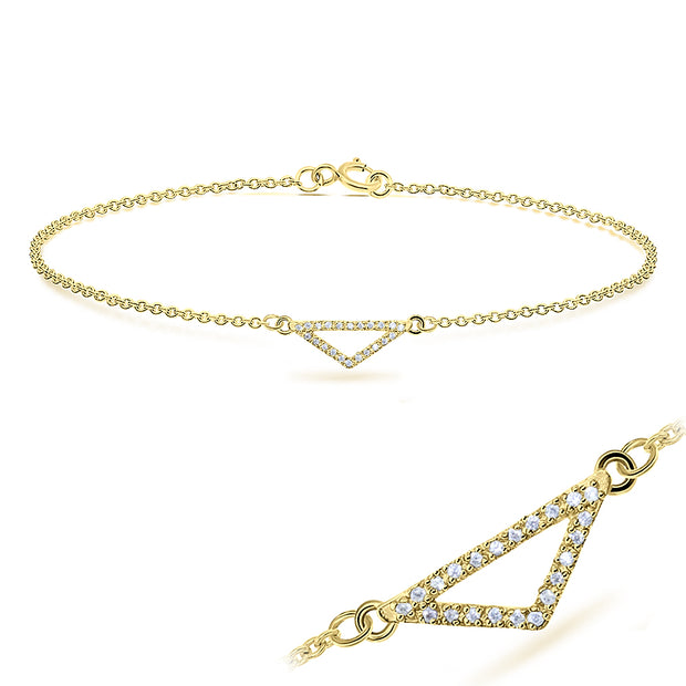 CZ Pavé Triangle Silver Bracelet BRS-441