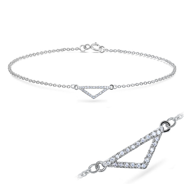 CZ Pavé Triangle Silver Bracelet BRS-441