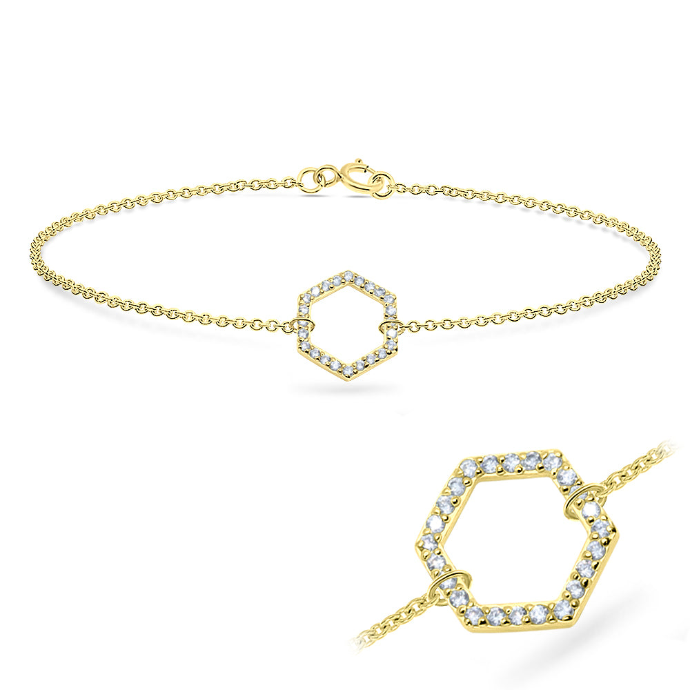 CZ Pavé Hexagon Silver Bracelet BRS-513