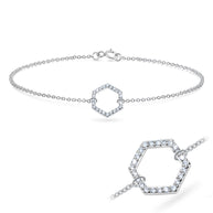 CZ Pavé Hexagon Silver Bracelet BRS-513
