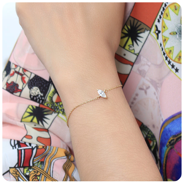 Marquise CZ Solitaire Silver Bracelet BRS-514
