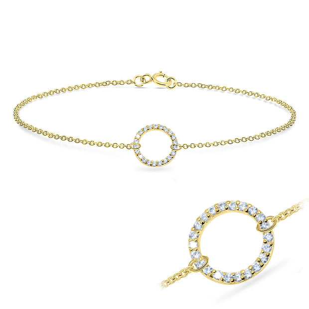 CZ Pavé Circle Silver Bracelet BRS-516