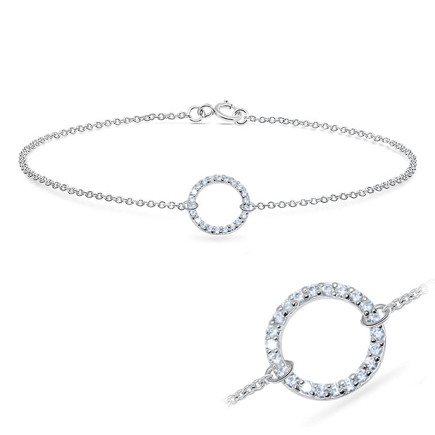 CZ Pavé Circle Silver Bracelet BRS-516