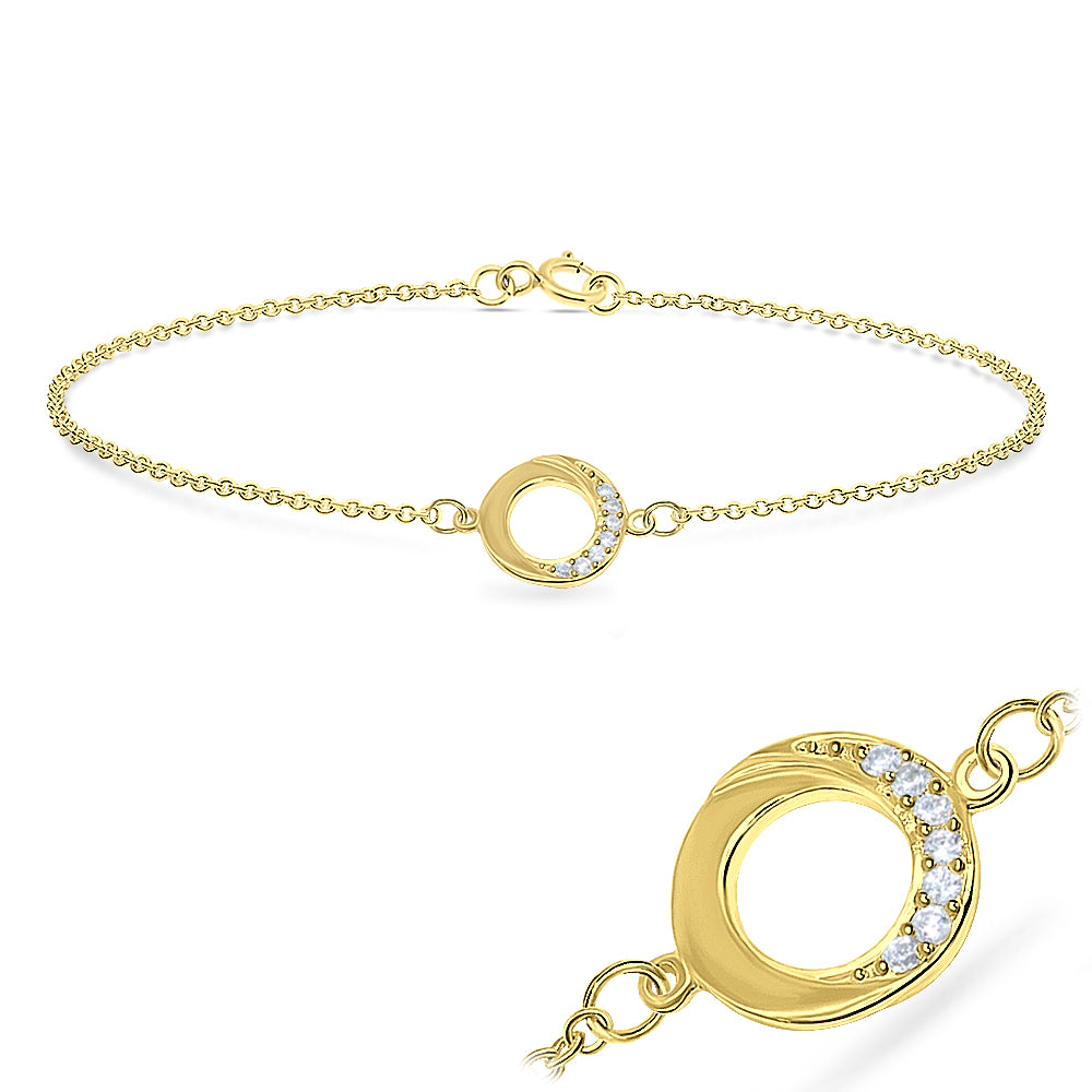 Half Crescent Circle Silver Bracelet BRS-540