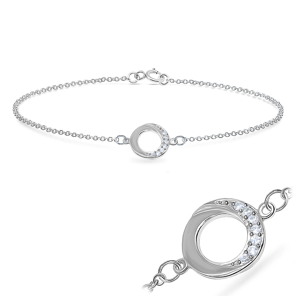Half Crescent Circle Silver Bracelet BRS-540