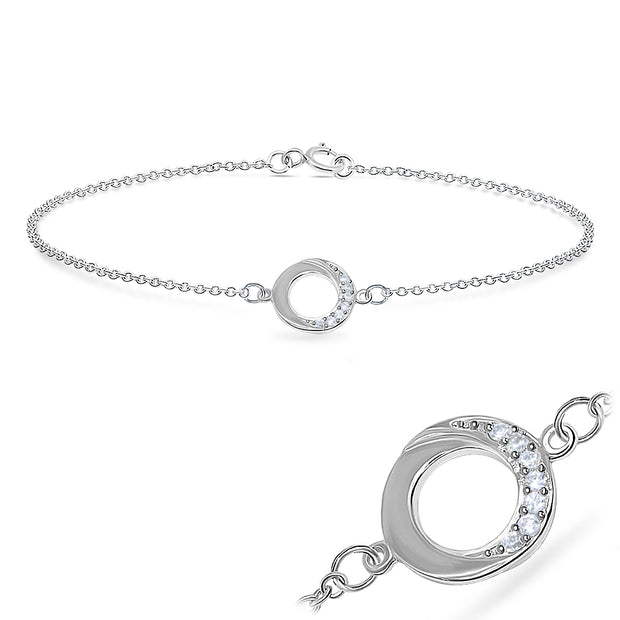 Half Crescent Circle Silver Bracelet BRS-540