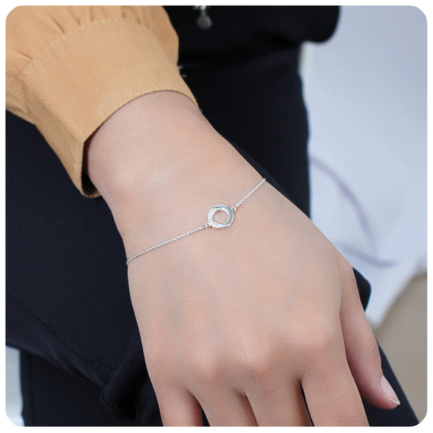 Half Crescent Circle Silver Bracelet BRS-540