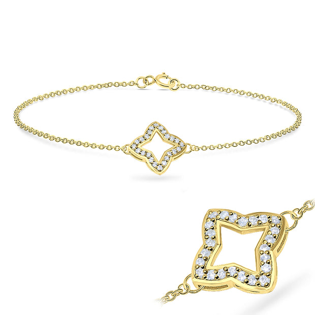 Four-Pointed Star Silver Bracelet BRS-542