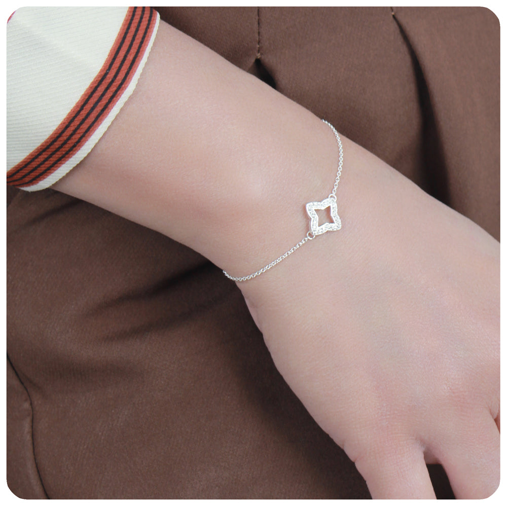 Four-Pointed Star Silver Bracelet BRS-542