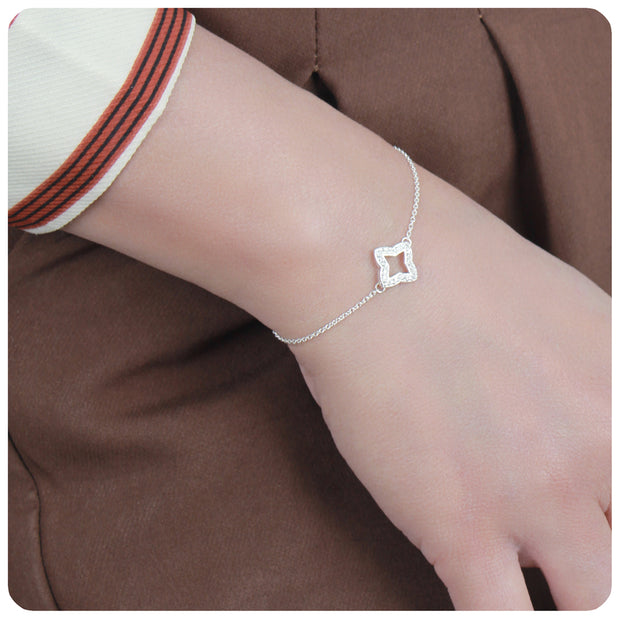 Four-Pointed Star Silver Bracelet BRS-542